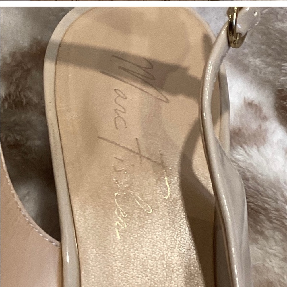 Marc Fisher Nude Patent Leather Peep Toe Wedge
Sandal, Size 8 - Picture 5 of 10